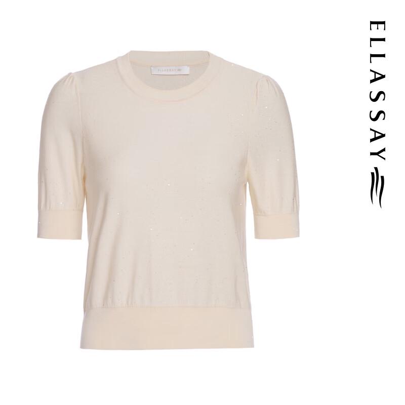 ELLASSAY Women's 2025 S/S Lyocell Acetate Blend Slim-Fit Knit Top