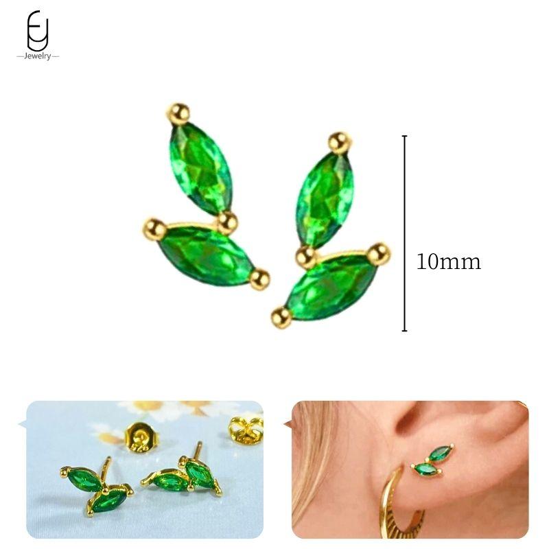 925 Silbernadel Grüne Zirkon Gold Ohrringe Herz Creolen für Damen Zarte Steckerohrringe Luxuriöser Schmuck Geschenke