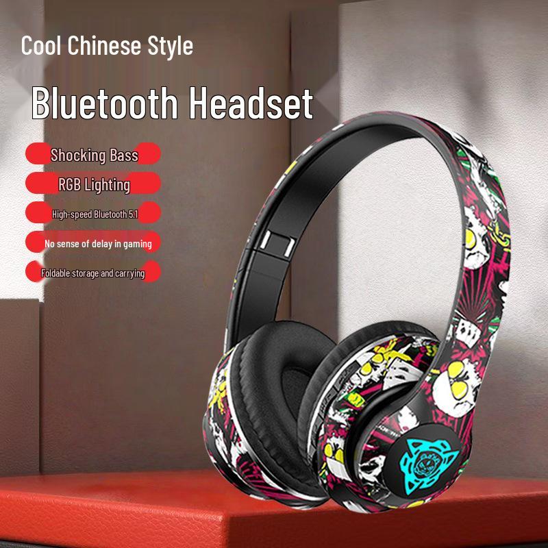 P35 Over-Ear Bluetooth Esports Headphones - Large Earcup, Graffiti Cool Design, Wireless, Noise Cancelling