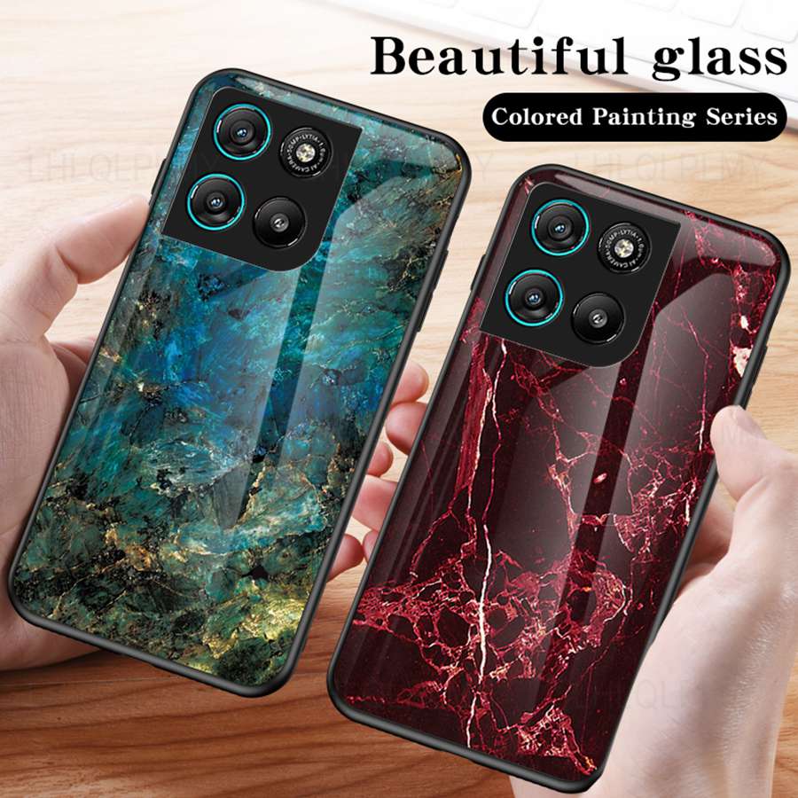 Marbling Tempered Glass Phone Case For OPPO A6 A6X Reno 15F 15 Pro 5G Realme 16 15T C85 Vivo Y21D Y31 Motorola Moto G17 G57 Oneplus 15R Cover