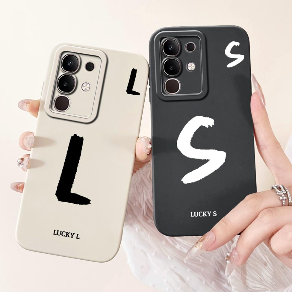For Vivo Y29 4G V2434 Cover For Vivo Y29 4G Case Simple Fashion Letters A-Z Pattern Design Silicone Shockproof Bumper