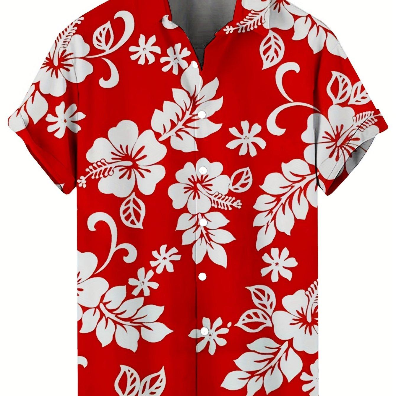 

Flower pattern 3D printed men s casual Hawaiian style shirt 5XL