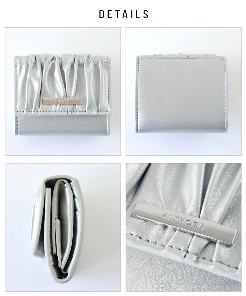 Altro Rose Gray Tri-fold Wallet for Women, Compact, Mini, Small, Slim, Foldable, Large Capacity, Coin Purse, Stylish, Gathered, Simple, One-Color