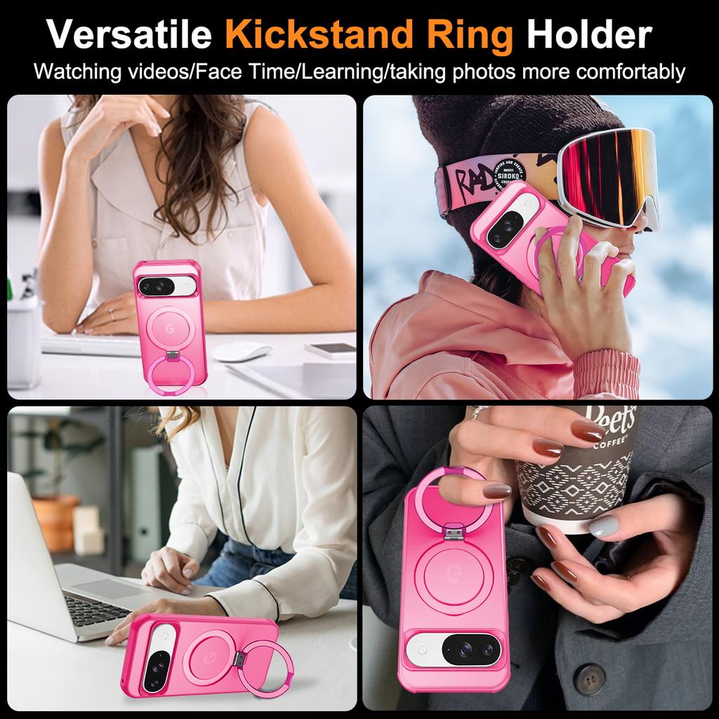 Phone Case For Google Pixel 10 Pro/10/9 Pro/9 Magnetic Case Ring Holder Kickstand TPU + PC Cover
