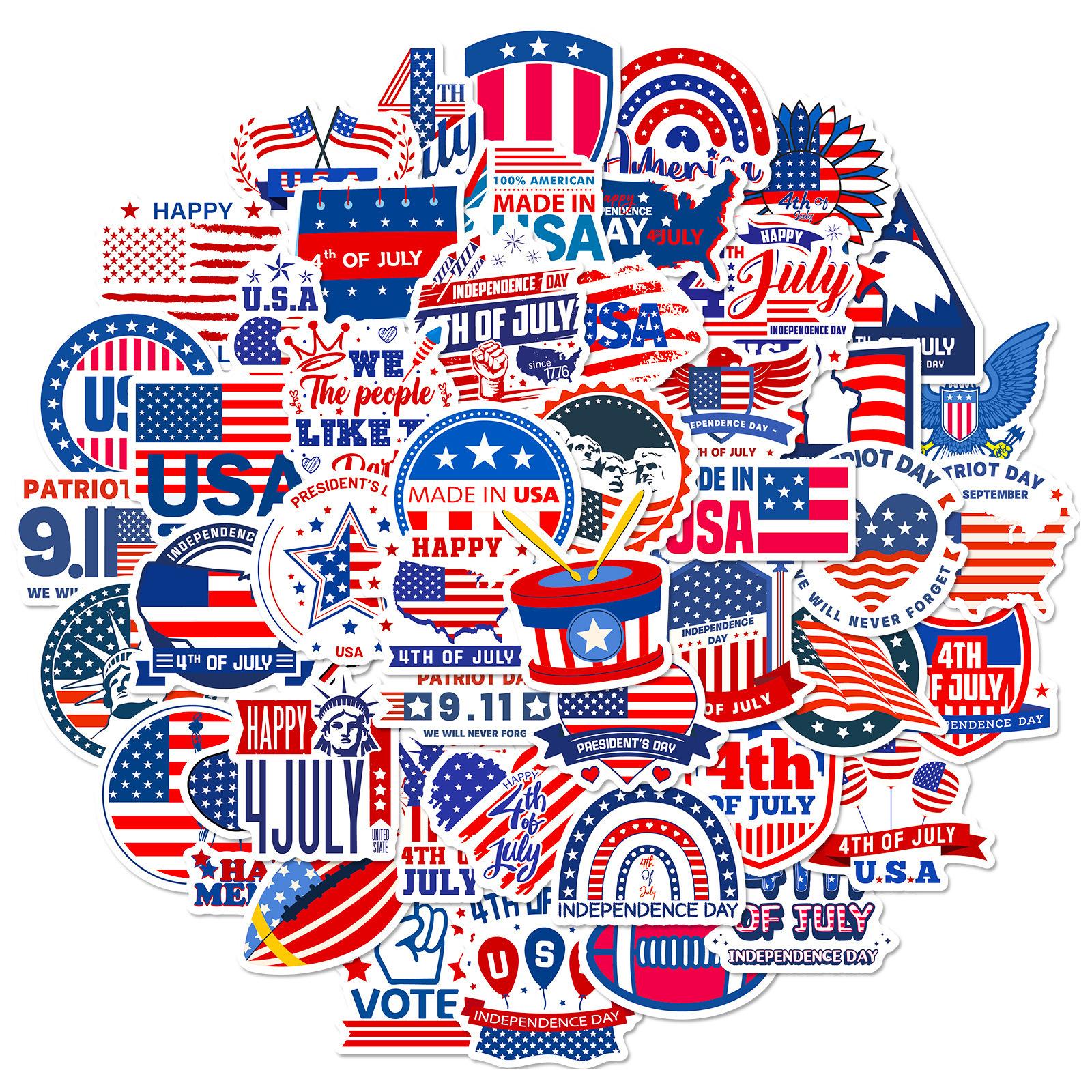 

50 наклеек «Звезды и полосы» ко Дню независимости, американский флаг, всеобщие выборы, персонализированные граффити-наклейки