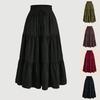 Plus Size Tiered Cake Midi Skirt, Elastic Drawstring High Waist Flowy A-Line Skirt, Solid Ruffled Long Skirt for Summer Daily Vacation Casual Outfits