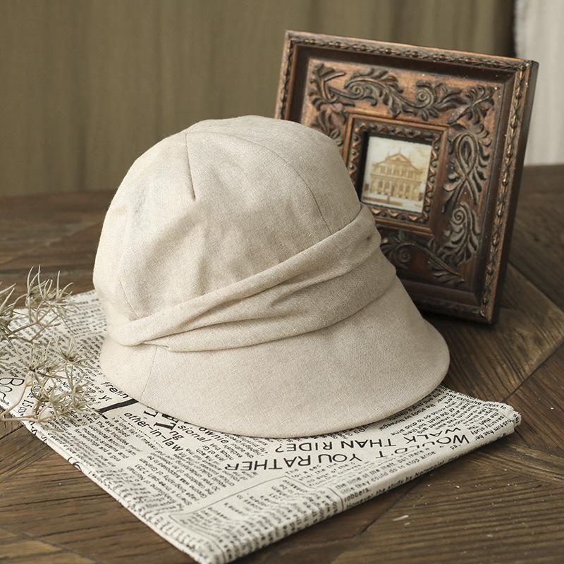 

Женский весенне-летний берет-утка в корейском стиле: Ретро Плиссированная Панама с Маленькими Полями для Модного Отпускного Наряда. M (56-58cm) легкие хаки