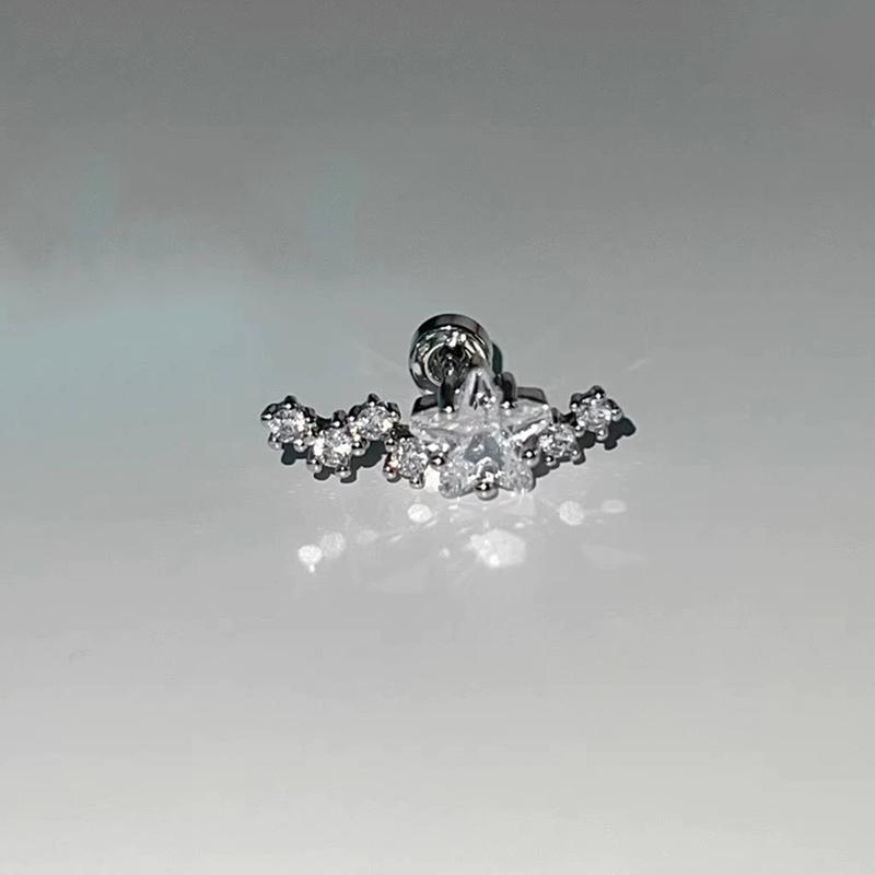

Shiny Zircon Arc Shaped Star Ear Bone Nail Earring for Women Screw Cap Ear Plug Exquisite Jewelry Accessories Daily Wear
