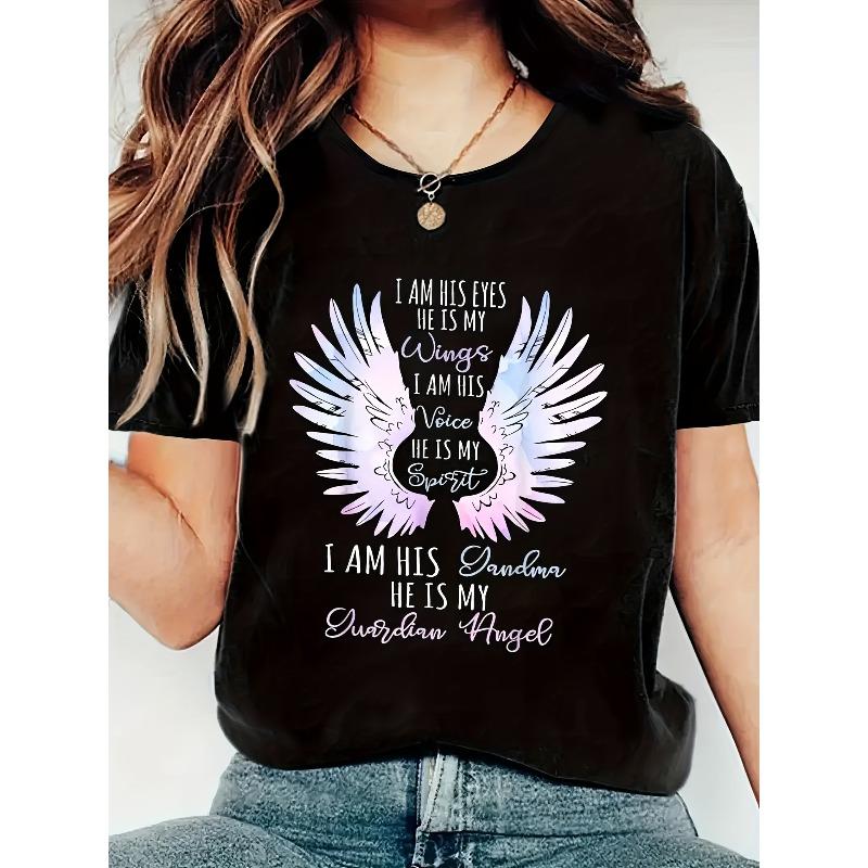 

Casual Short-Sleeve Crew Neck T-Shirt with Graphic Print, Perfect for Summer And Spring, Designed for Women 4XL чорний