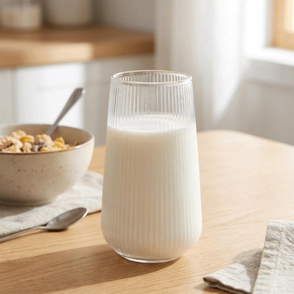 Heat-Resistant Ribbed Glass Cups Vertical Stripes Juice Cup Water Cups Coffee Glass Office