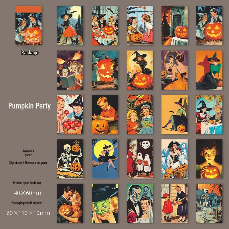 American Life Series: Retro Theme Sticker Book - 4 Styles for European Journaling & Collage