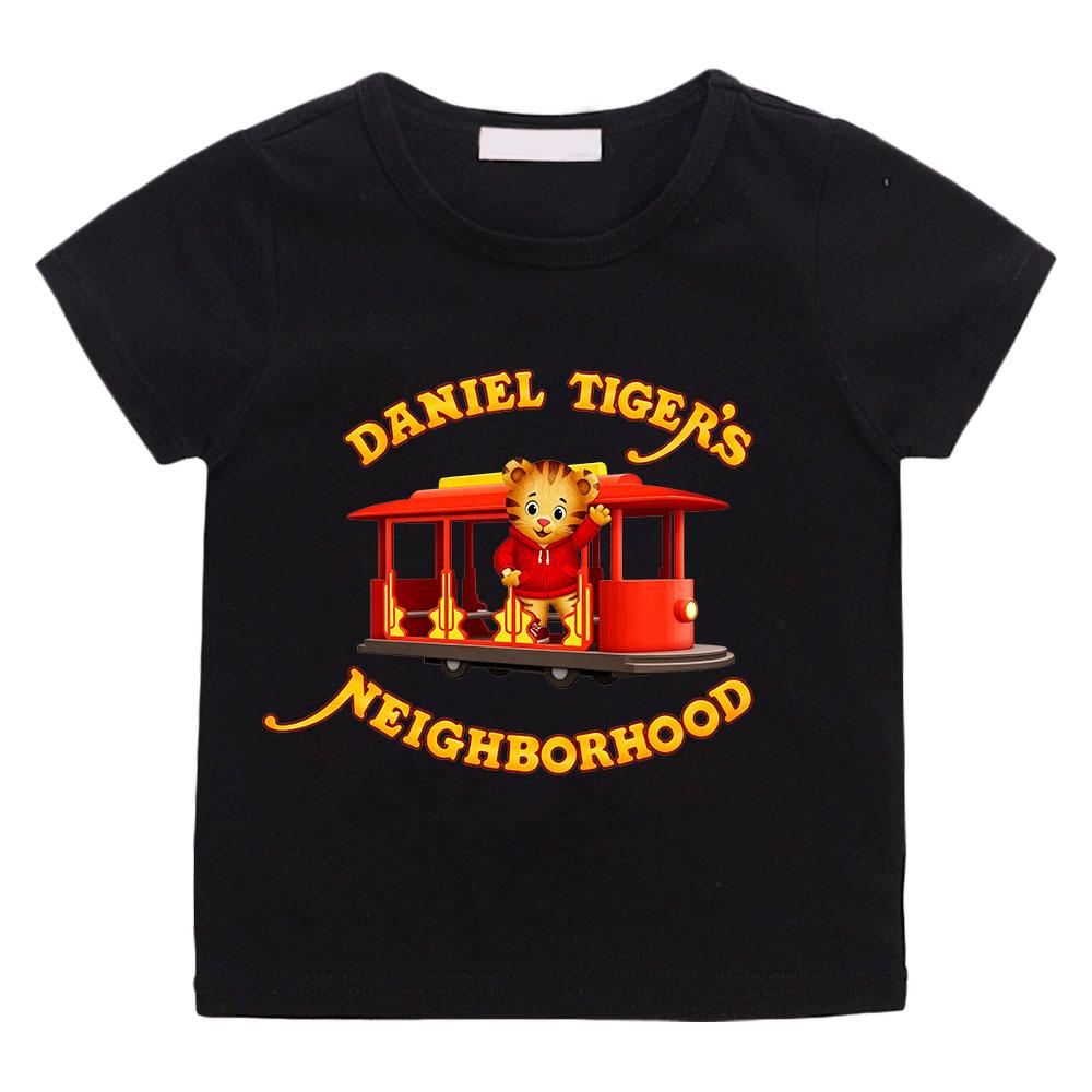 Cotton Children's T-shirts Daniel Tiger’s Neighborhood Cartoon Print Short Sleeve Retro Boys Cute Girls Tees Casual Tops Summer