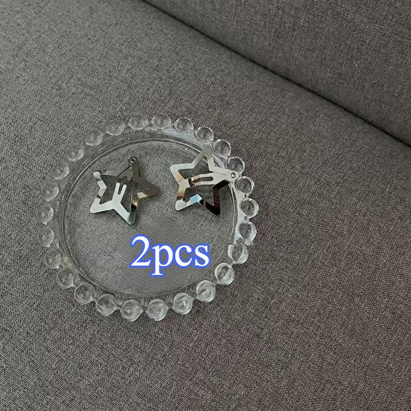 

100/50/20/10/5/2 шт Y2K звездные заколки для волос для девочек филигранные металлические заколки-звездочки женские простые шпильки BB заколки аксессуары для волос 2pcs серебряный