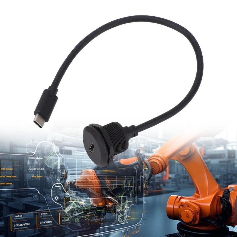 Panel Mount Extension Adapter Cable 5Gbps Type C 3.0 Male To Female Flush Mount Adapter 20V 3A