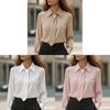 Basic Style Long Sleeve Polyester Shirt With Splicing For Office Casual Women