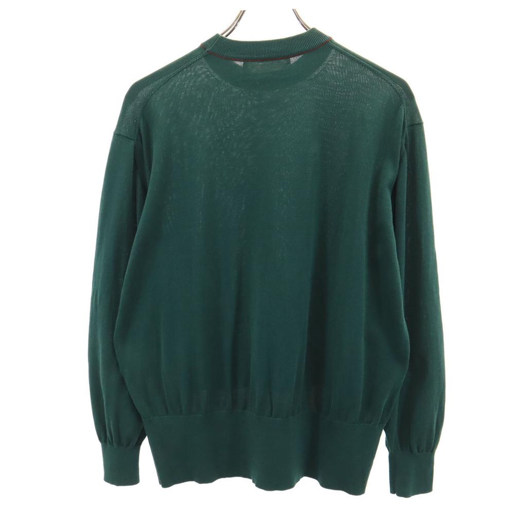TOGA PULLA Border Pattern Long Sleeve Sheer Knit 36 Green Women Used