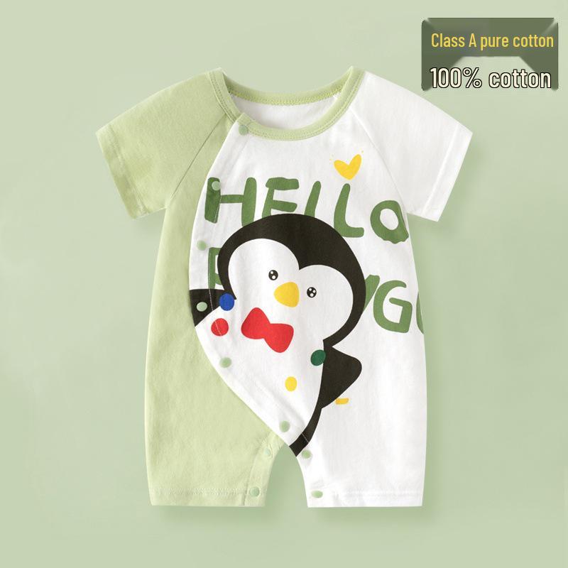Voyex Zomer Rompertje met Korte Mouwen van Puur Katoen voor Baby's - Kinder Cartoon Kruip Bodysuit 66 cm
