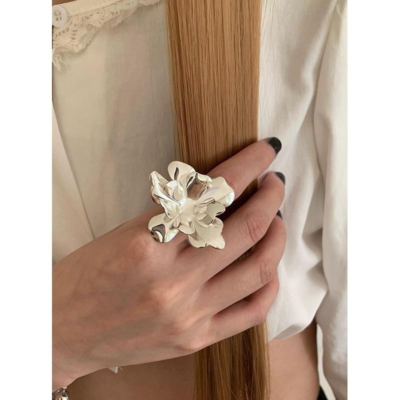 925 Sterling Silver Retro Plain Silver Ring for Women Does Not Fade, Light Luxury, High-end Sense, Versatile Opening Fashion Personality Ring