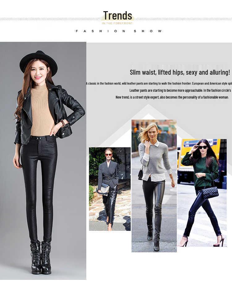Women's High Waist Plus Velvet Stretchy Pencil Pants - Frosted Matte, Skinny Fit Base Layer for Autumn & Winter