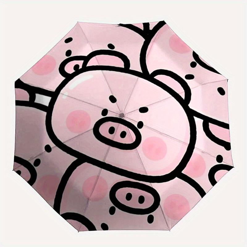 

1pc Piggy Pattern Automatic Opening/closing Umbrella with Auto Open/Close, Perfect Gift for Friends, Durable Plastic Handle yy250801211
