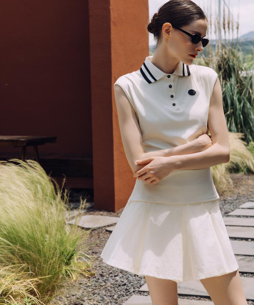 OBER GOLF Air Move Pleated Skirt (Cream)