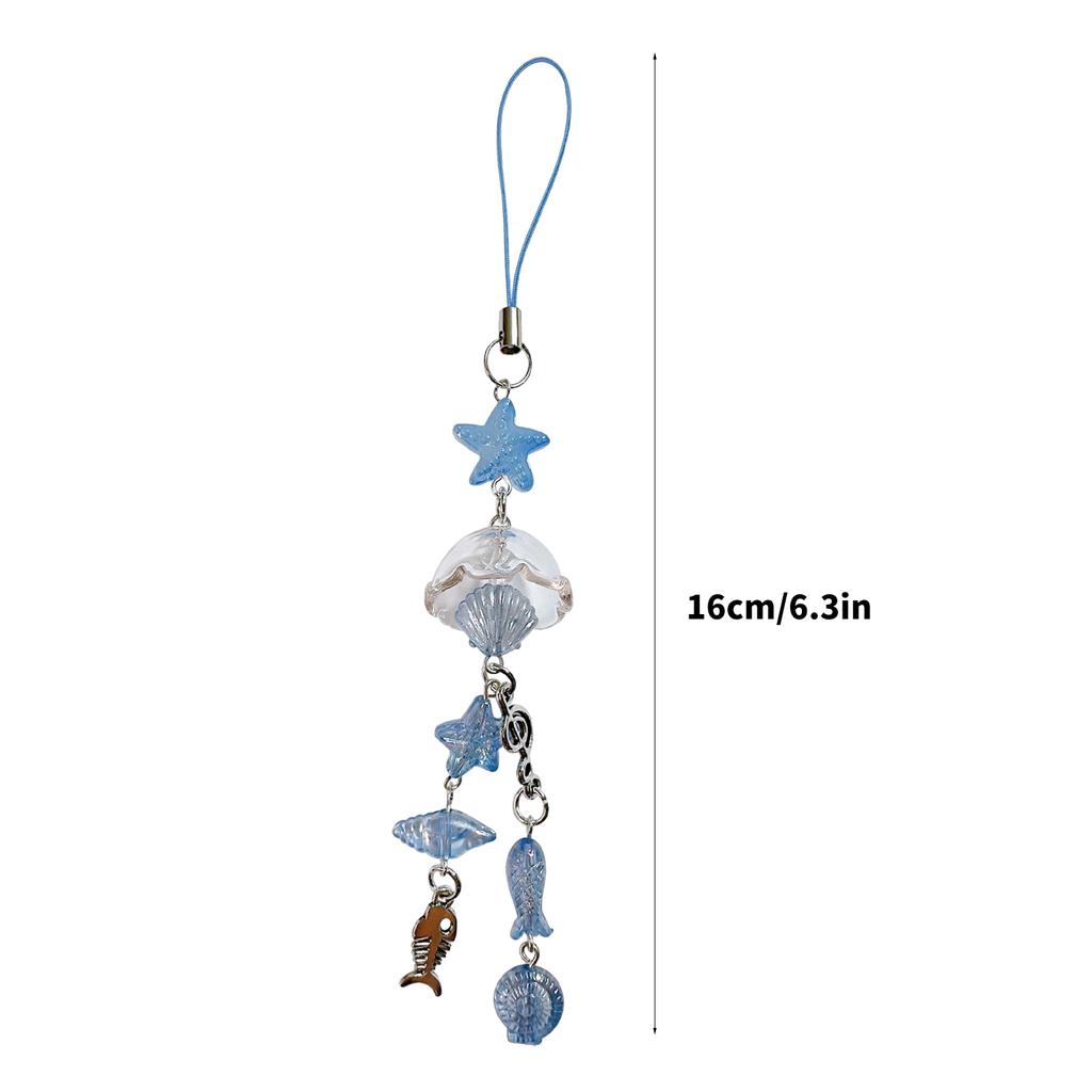 Ocean Themed Beaded Phone Charm Featuring Fish And Conch Elements Stylish Phone Lanyard For A Personalized Touch