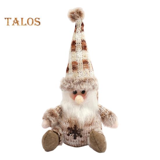 Christmas Doll Plush Knitted Snowman Elk Santa Doll Toy Soft Sitting Christmas Figure Desktop Decor Stuffed Holiday Pillow for Window Bookshelf