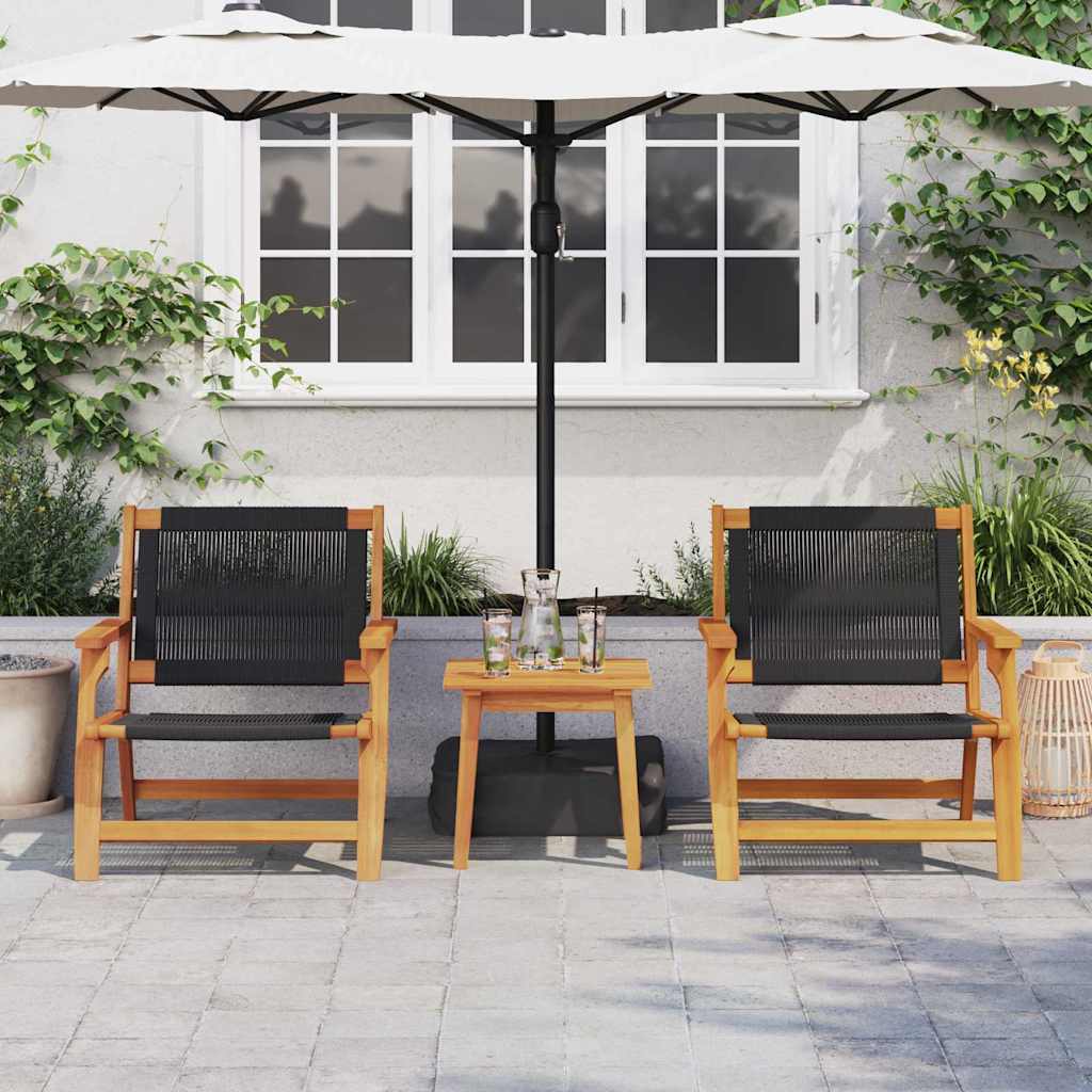 Garden Relaxation Chair 2 pcs. Black Solid Wood Acacia