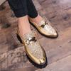 Fashion Autumn new business British men's casual leather shoes trend bright leather work shoes large size heightening wedding shoes D485