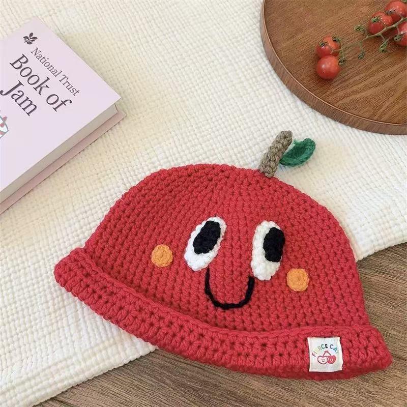 Entzückende Cherry Hollow Strick Baby Fischerhut - Unisex Lustige Wollmütze für Kinder