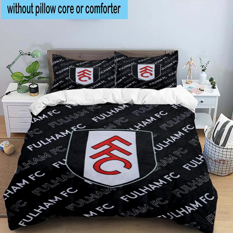 3pcs Fulham F.C Printed Bedding Set Duvet Cover Closure Includes 1 Duvet Cover & 2 Pillowcases Bedding Sets Home Decor Gifts