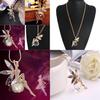 Elegant Fashion Women Crystal Fairy Angel Wing Pendant Long Chain Necklace Gift