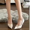 Fashion French Satin Pointed Toe High Heels Women's 2025 New Shallow Mouth Stiletto Single Shoes
