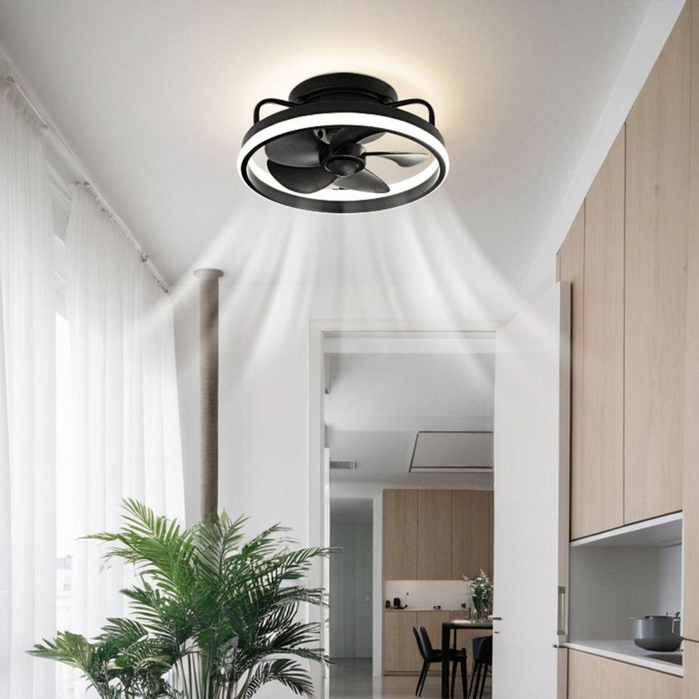 Stepless Dimming Ceiling Lamp 2 in 1 Electric Cordless Fan Creative Ceiling Fan  Office
