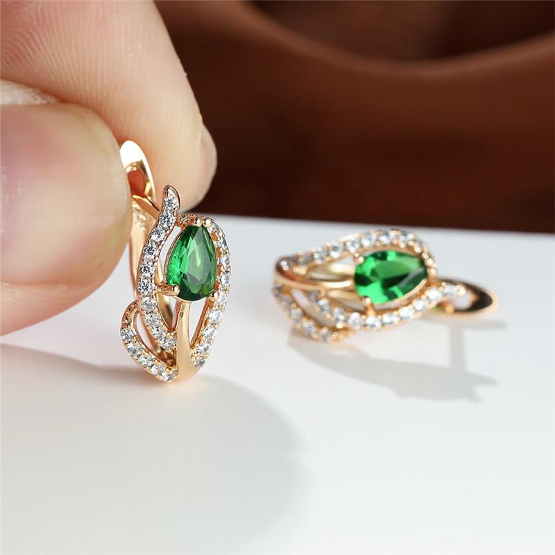 Cute Female Yellow Zircon Stone Hoop Earrings Trendy Gold Color Wedding Jewelry For Women