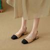 2025 spring new French style not tired feet single shoes small fragrant style color matching bag head sandals women's silver shoes women's versatile