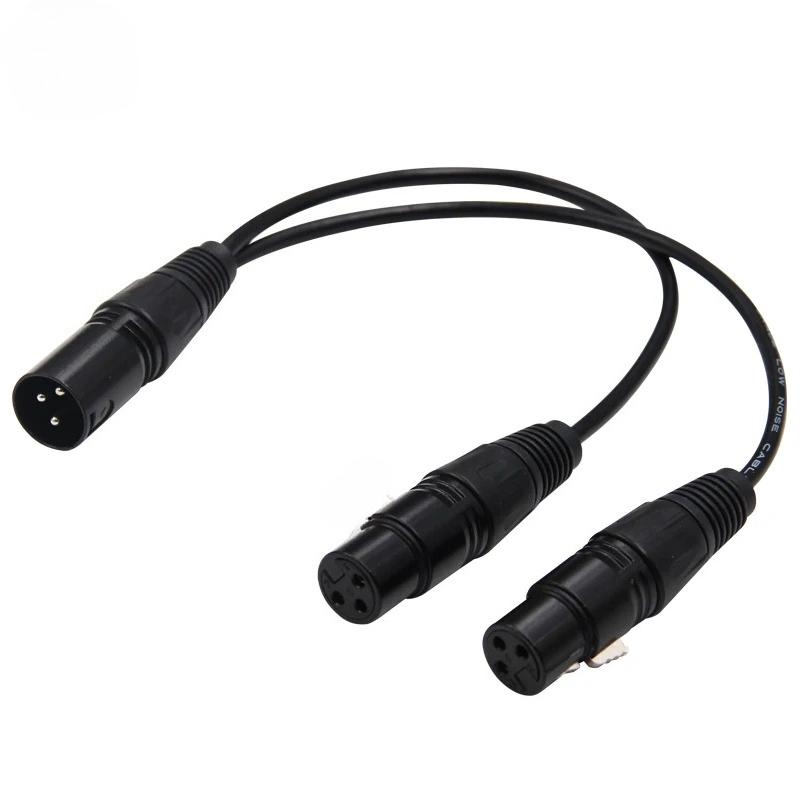 New 3-Pin XLR Male Plug to Dual Female Jack Y Splitter Mic DJ Cable Adaptor Extension For DVD Player Microphone