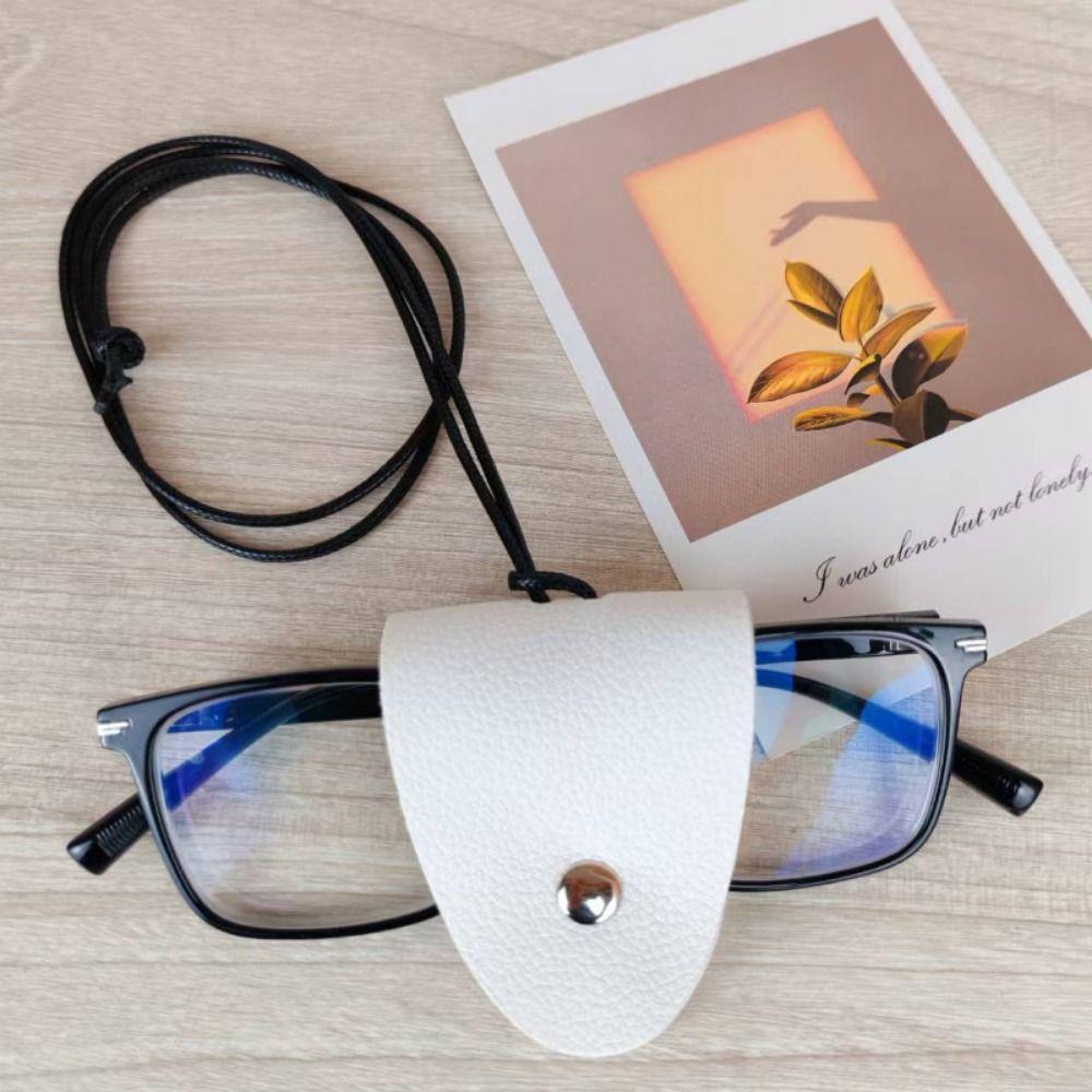 Storage Hanging Rope Eyeglasses Storage Bag Pendant Leather Hanging Neck Pouch  for Unisex