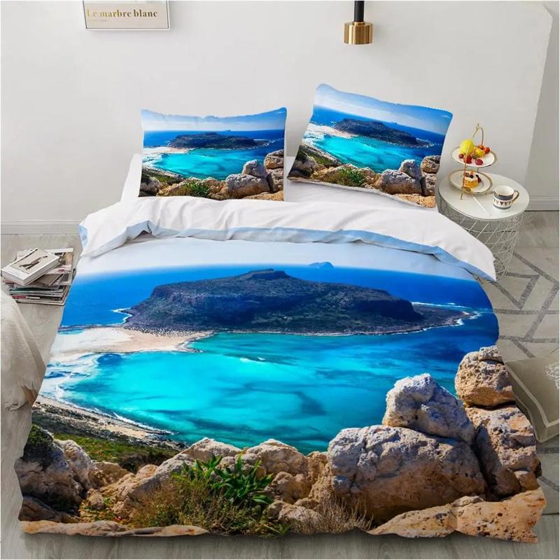 3D Bed Set Beautiful Beach Bedding Bed Sets Modern Quilt Cover+pillowcases Winter California King Bedding Sets Jogo De Cama Bed