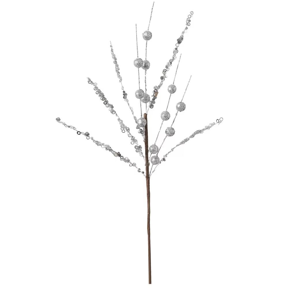 Glitter Coated Christmas Tree Picks Gold Red Pink Floral Branches  Holiday Party