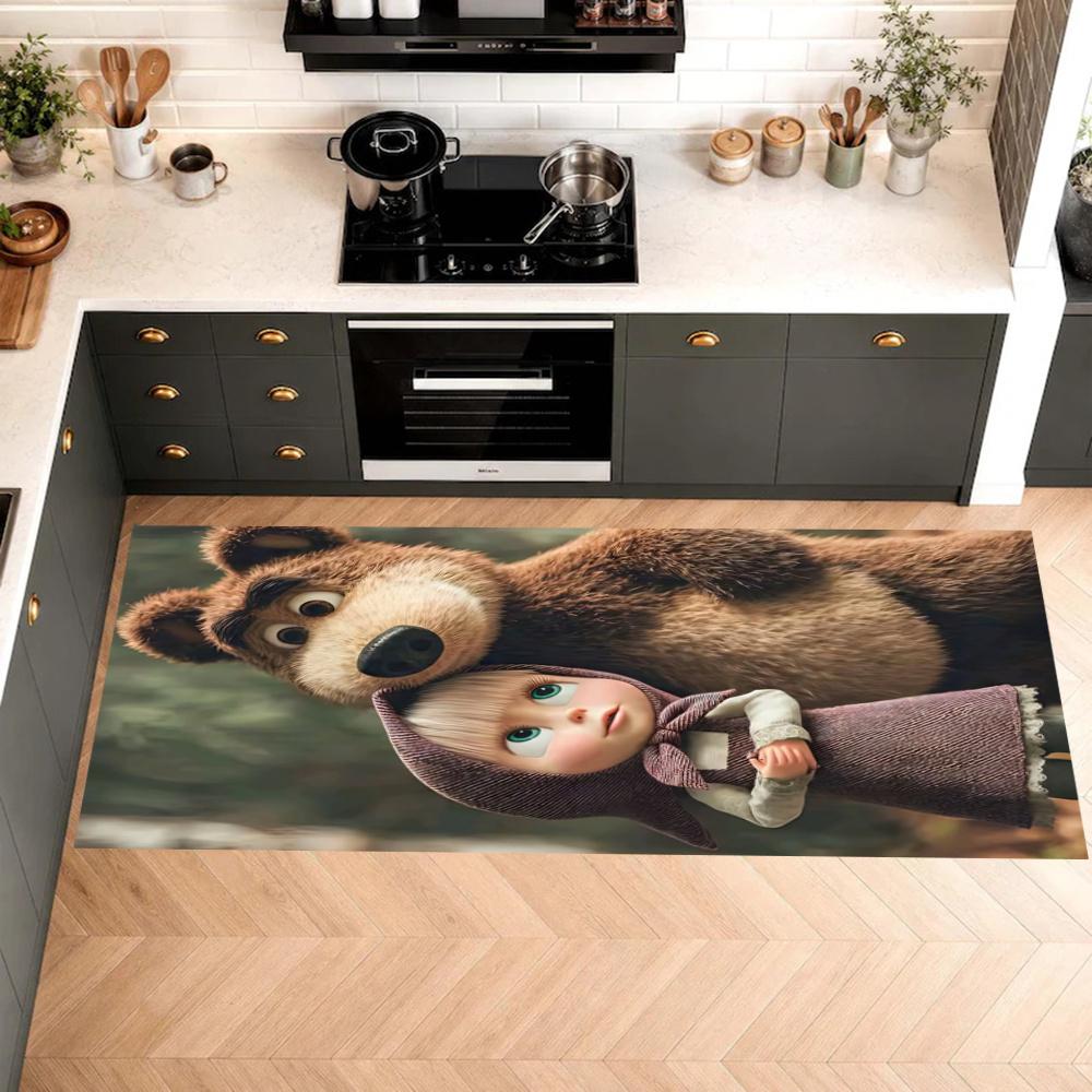 Masha Bear Kitchen Carpet Nonslip Floor Mat Ideal For Indoor And Outdoor Entryway Door Mat Laundry Room Bathroom Foot Mat