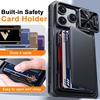 RFID Blocking Wallet Case with Card Holder Sliding Camera Cover Stand PC+TPU Protective Case for iPhone 17 Pro-Black