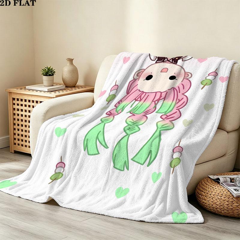 1PC Demon Slayer Patterned Flannel Blanket Suitable For All Seasons For Home Decor Warmth And Comfort Gifts Holiday Present