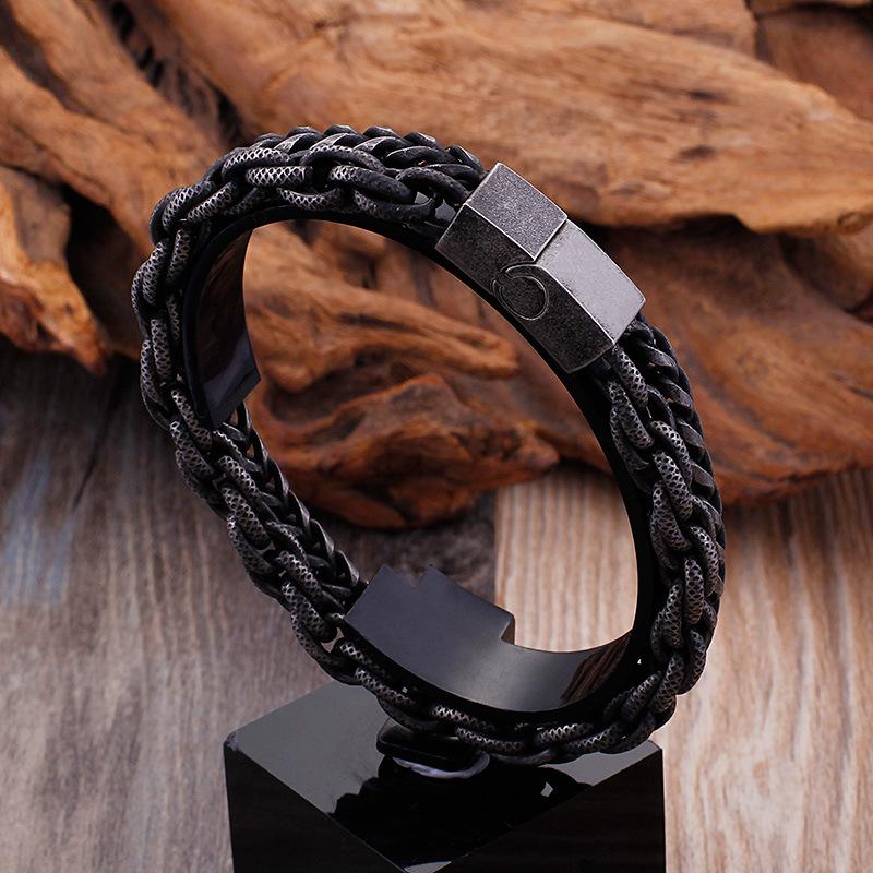 Punk Rock Simple and Fashionable Double -layer Bracelet Men's Titanium Steel Bracelet