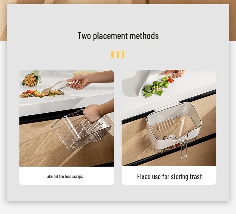 Wall-Mounted Kitchen Trash Can with Scraper - Wet Garbage Storage Bin for Cabinet Doors