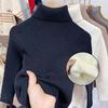 Kids Autumn Winter Thickened Fleece Lined High Neck Knit Sweater Warm Base Layer Top For Toddlers And Children