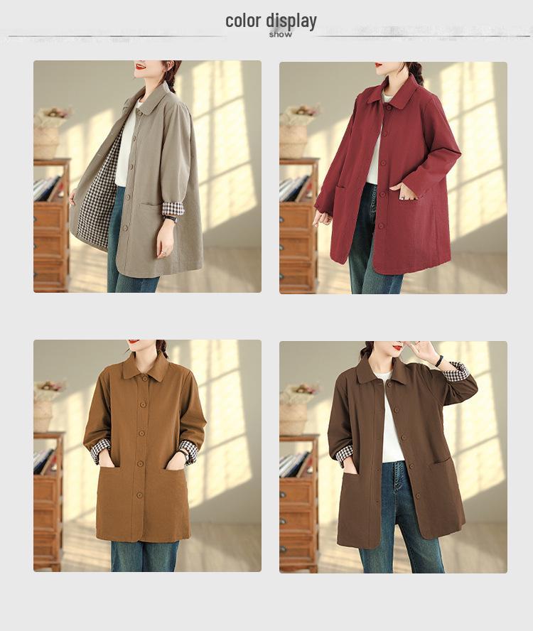 Women's Mid-Length Trench Coat - 2025 Autumn/Winter Korean Style, Casual & Versatile Literary Design