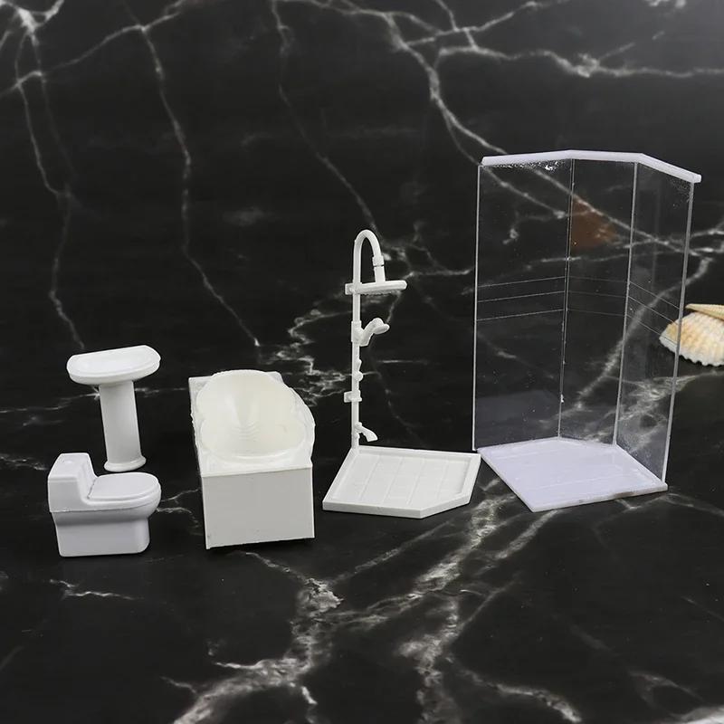1:25 Bebek Evi Minyatür Banyo Seti Duş Odası Tuvalet Küvet Lavabo Model Oyuncak
