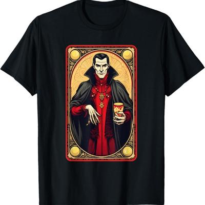 Dracula the Vampire Funny Retro Tarot Card T-Shirt