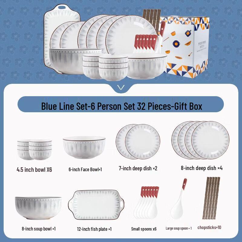 KANGMO 32-Piece Ceramic Dinnerware Set